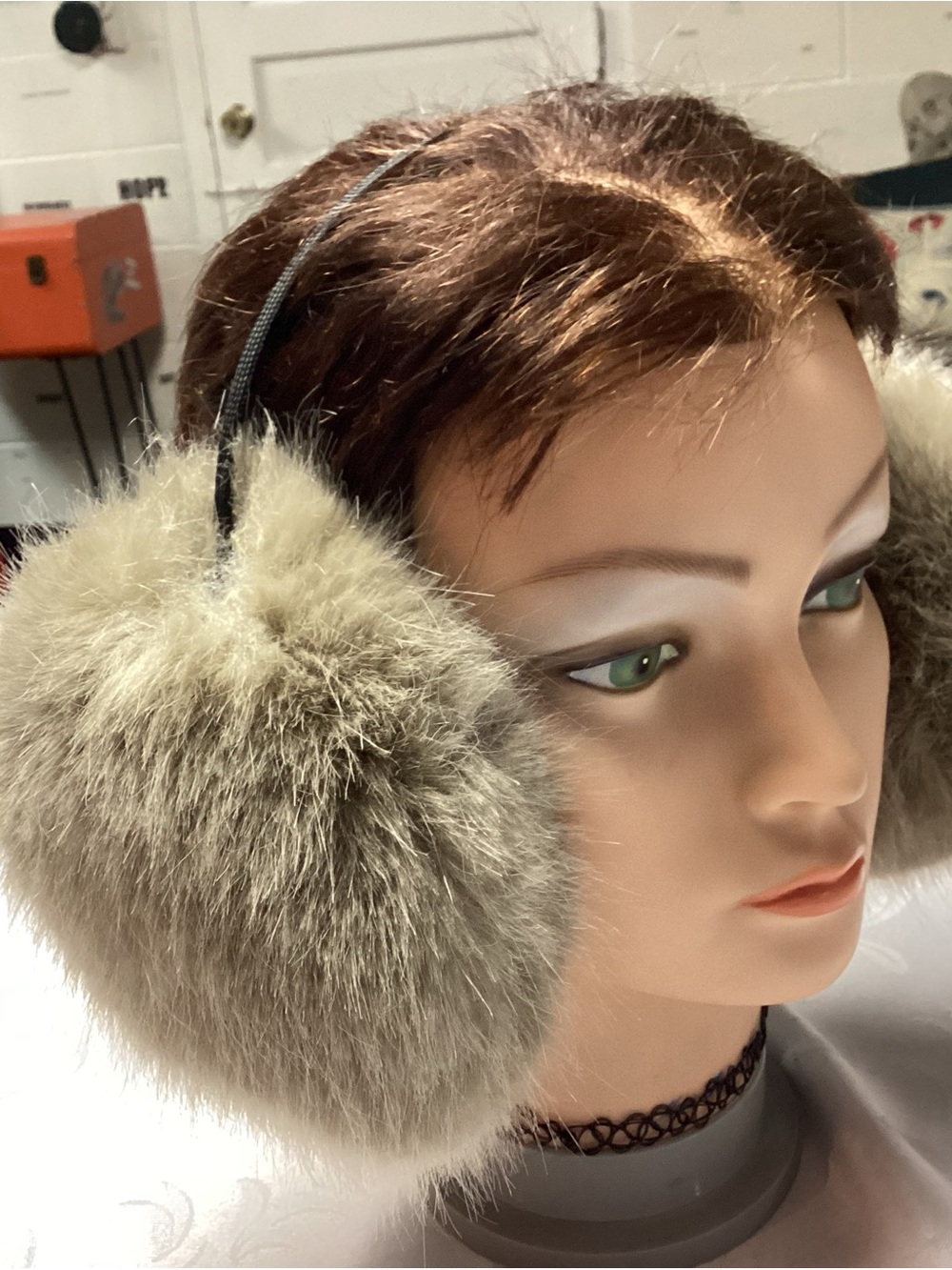 Fur Ear Muffs Headphones - Taupe huge lol